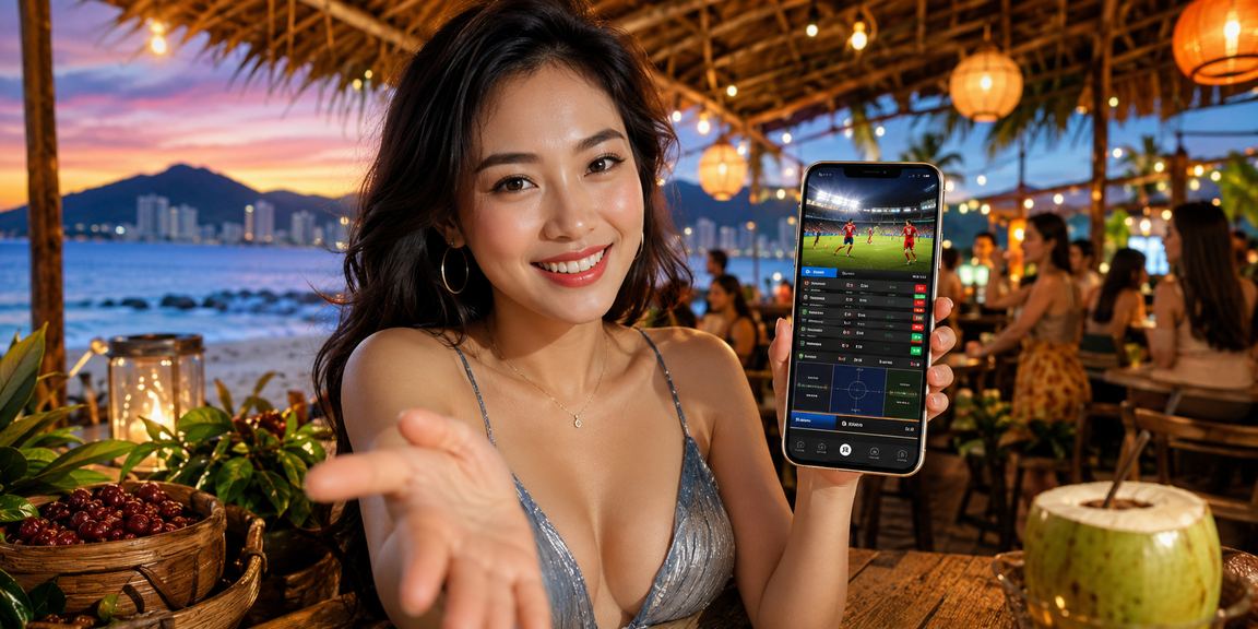 Người dùng tại Nha Trang thư giãn với cà phê và theo dõi cược thể thao trực tuyến trên điện thoại